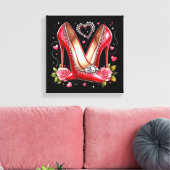 Stilettos, Rose und Herzen Leinwanddruck (Insitu (Wohnzimmer))