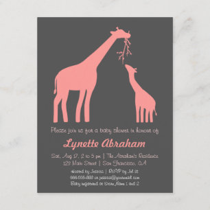 Stilevolle rosa Giraffen-Baby-Shower-Einladungen Einladung