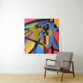 STILFRAUEN IN GELB UND BLAU WANDTEPPICH