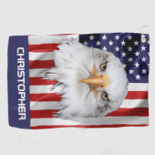 Stilftiger Adler, Die amerikanische Flagge, Patrio Golfhandtuch (Horizontal)