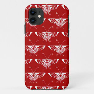 Stilftiger Deko-Schmetterling - dunkelrot und weiß iPhone 11 Hülle