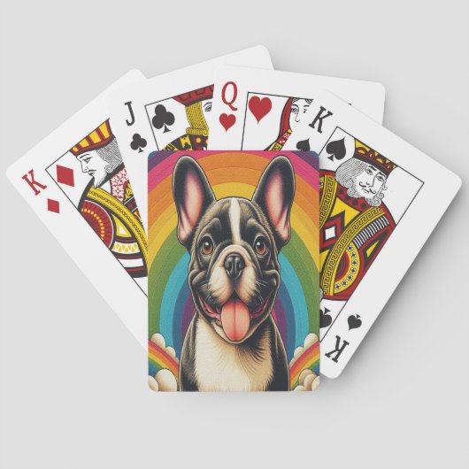 Stilftiger französischer Bulldog Hund farbenfroher Spielkarten (Rückseite)