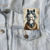 Stilftiges Pferd mit Brille - Vintage Kunst Button (Insitu)