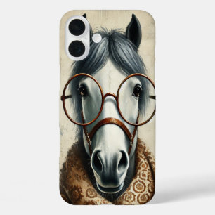 Stilftiges Pferd mit Brille - Vintage Kunst iPhone 16 Plus Hülle