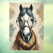 Stilftiges Pferd mit Brille - Vintage Kunst Fensteraufkleber (Blatt 3)