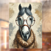 Stilftiges Pferd mit Brille - Vintage Kunst Fensteraufkleber (Blatt 2)