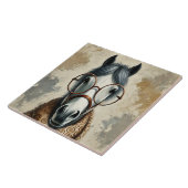 Stilftiges Pferd mit Brille - Vintage Kunst Fliese (Seite)