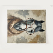 Stilftiges Pferd mit Brille - Vintage Kunst Wandteppich (Vorderseite (Horizontal))