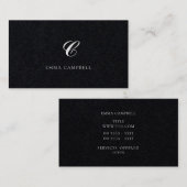 Stilfuld modernes Monogramm-berufliches Schwarzes Visitenkarte (Vorne/Hinten)