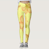 Stilgelbe Rosa Blume Leggings (Vorderseite)
