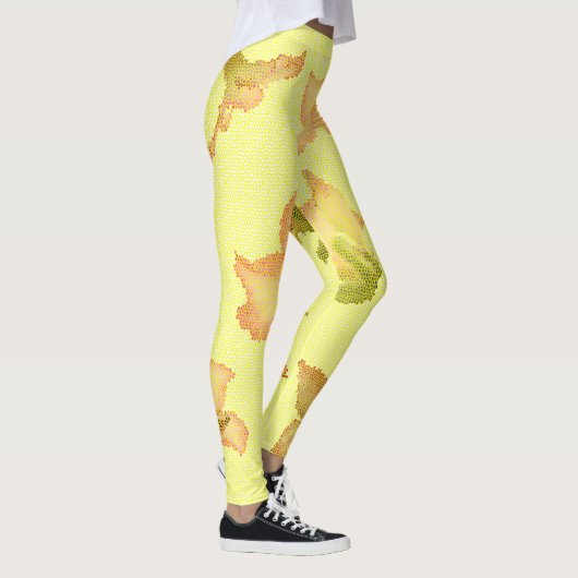 Stilgelbe Rosa Blume Leggings (Rechts)