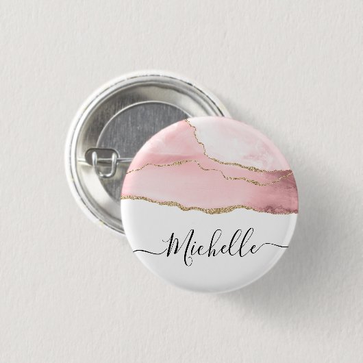 Stilgold und Schwarz wirken personalisiert Button (Vorne & Hinten)