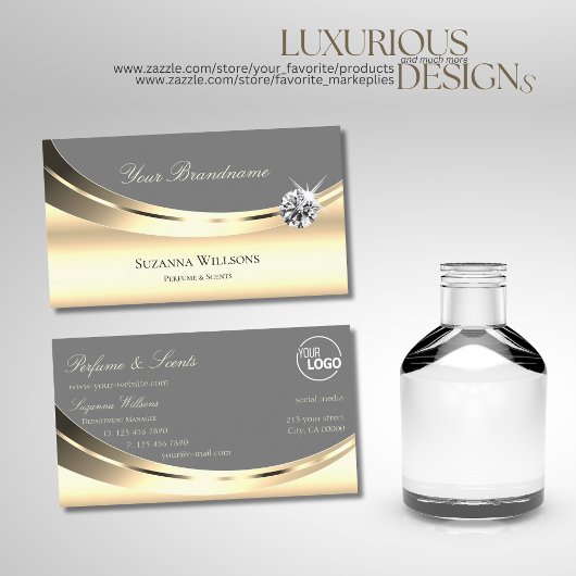 Stilgrau mit Logo und Funkelnd Diamant Visitenkarte