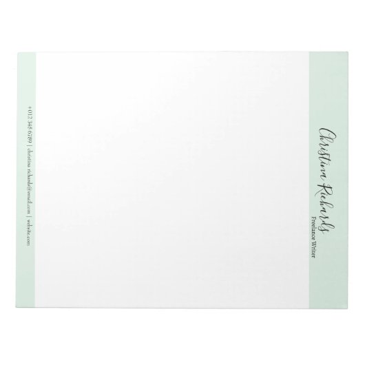 Stilgrün Minimalistisch Notizblock (Vorderseite)