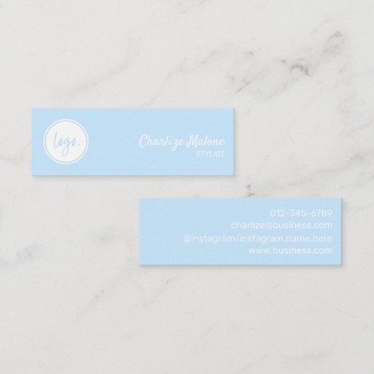 STILISCH EINFACH HANDSCHRIFTLICHES SCRIPT-LOGO BLU MINI VISITENKARTE (Vorne/Hinten)