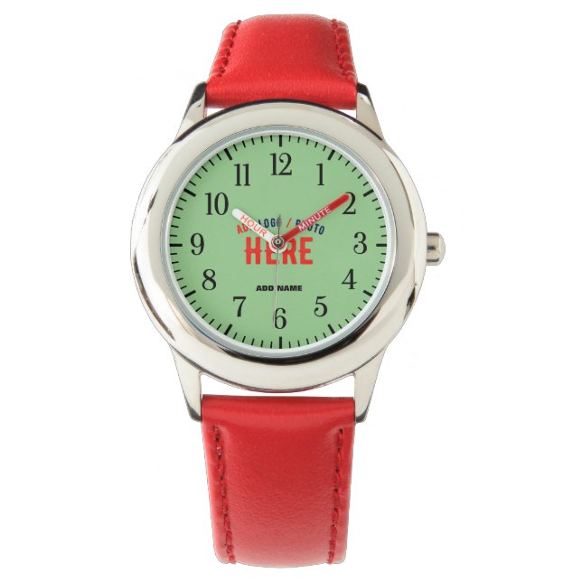 STILISCH MODERNE ZOLLBARE ROTE MINT GRÜN MARKIERT ARMBANDUHR (Vorderseite)