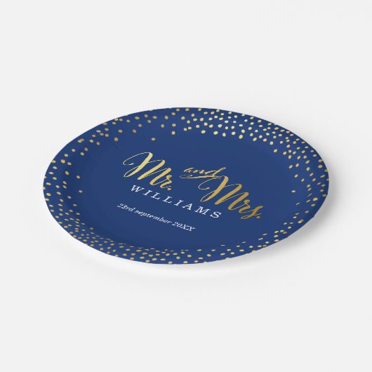 STILISCH WEDDING TABLE mini Konfetti Goldmedaille Pappteller (Schrägansicht)