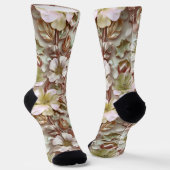 Stilisierte 3D-Flora in Moss Green Socken (Gewinkelt)