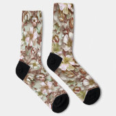 Stilisierte 3D-Flora in Moss Green Socken (Rechts)