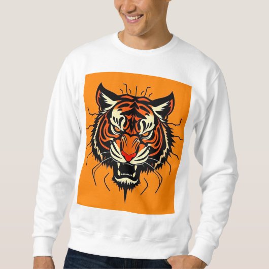 Stilisierte Abbildung eines Tigerkopfes Sweatshirt (Vorderseite)