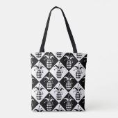 Stilisierte Ananas Harlequin Doodle Muster Tasche (Rückseite)