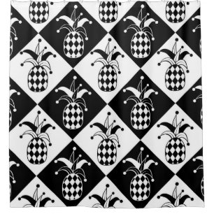 Stilisierte Ananas. Hut und Rhombus Harlequin. See Duschvorhang