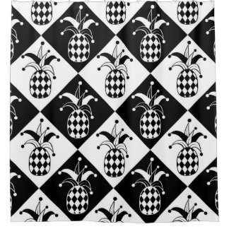 Stilisierte Ananas. Hut und Rhombus Harlequin. See Duschvorhang