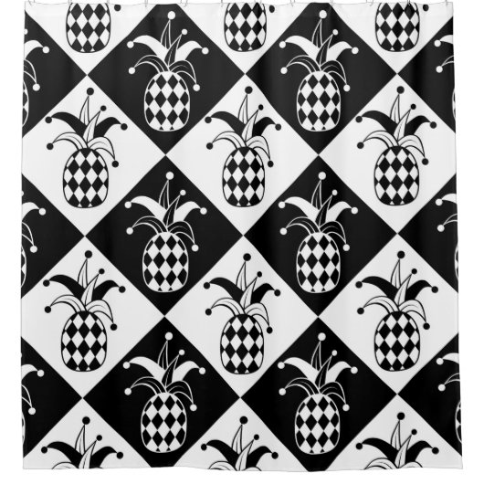 Stilisierte Ananas. Hut und Rhombus Harlequin. See Duschvorhang (Vorderseite)