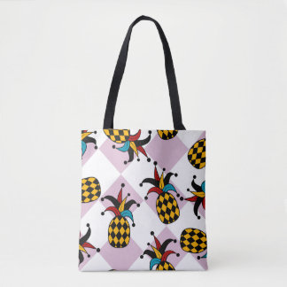 Stilisierte Ananas. Hut und Rhombus Harlequin. See Tasche