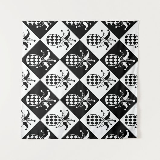 Stilisierte Ananas. Hut und Rhombus Harlequin. See Wandteppich (Vorderseite (Horizontal))