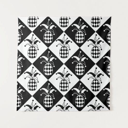 Stilisierte Ananas. Hut und Rhombus Harlequin. See Wandteppich (Vorderseite)