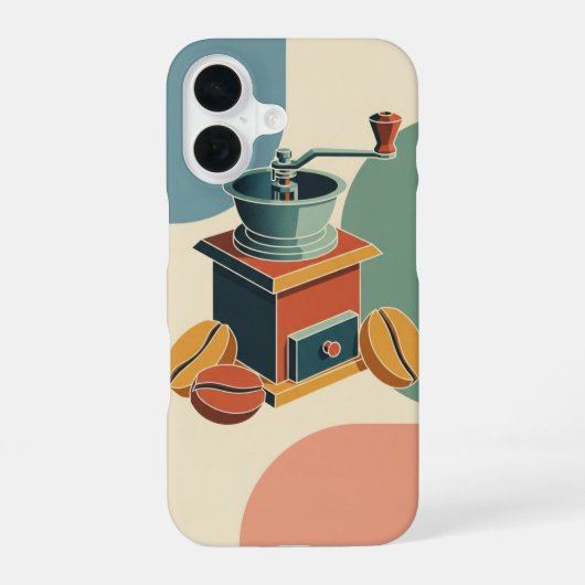 Stilisierte antike Kaffeemühle iPhone 16 Hülle (Rückseite)