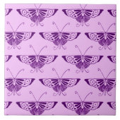 Stilisierte Art-Déco-Schmetterling - lila und orch Fliese (Vorderseite)