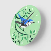 Stilisierte Bird Art Blue Jay Quadratische Wanduhr (Winkel)
