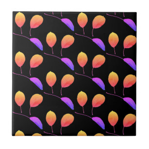 Stilisierte Birnbaumleaf Textur Print Fliese