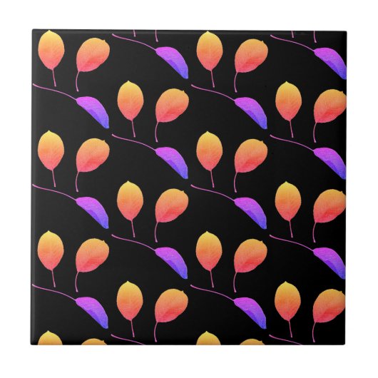 Stilisierte Birnbaumleaf Textur Print Fliese (Vorderseite)