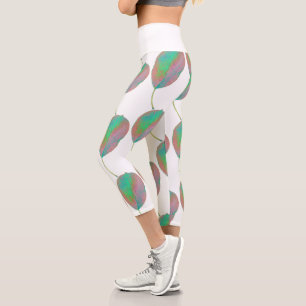 Stilisierte Birnbaumleaf Textur Print Leggings