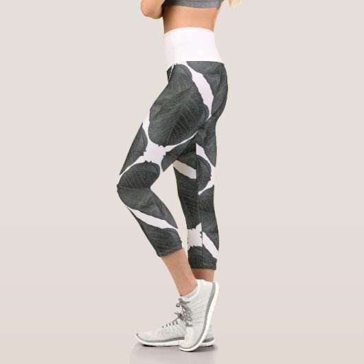 Stilisierte Birnbaumleaf Textur Print Leggings (Links)