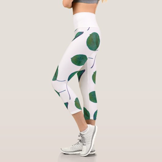 Stilisierte Birnbaumleaf Textur Print Leggings (Links)