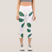 Stilisierte Birnbaumleaf Textur Print Leggings (Vorderseite)