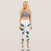 Stilisierte Birnbaumleaf Textur Print Leggings (Vorderseite)