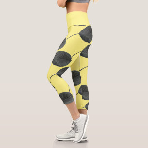 Stilisierte Birnbaumleaf Textur Print Leggings