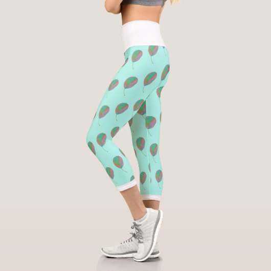 Stilisierte Birnbaumleaf Textur Print Leggings (Links)
