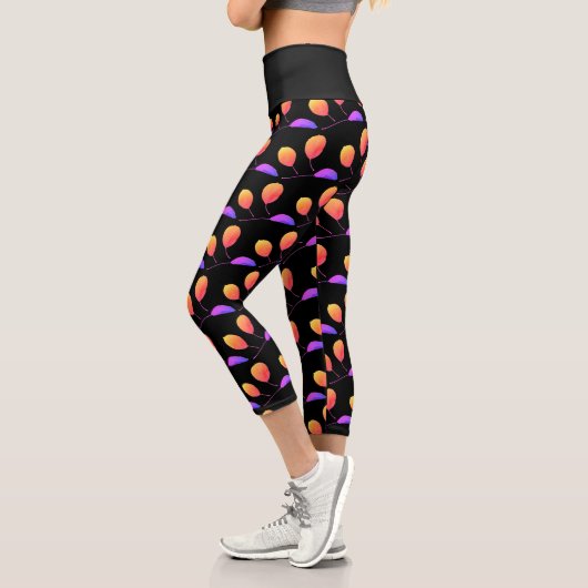 Stilisierte Birnbaumleaf Textur Print Leggings (Links)