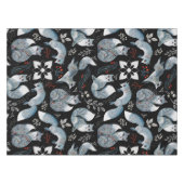 Stilisierte blaue Füchse mit aufwendigen floralen  Tischdecke (Vorderseite (Horizontal))