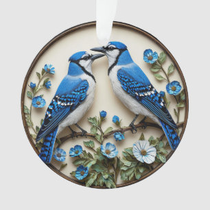 Stilisierte Blauhäher inmitten von dekorativem bot Ornament