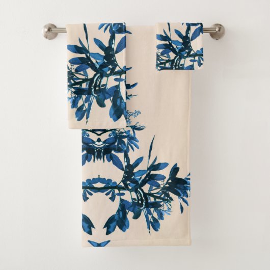 Stilisierte Blue Pepper Tree Blätter Badhandtuch Set (Insitu)