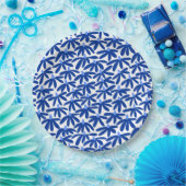 Stilisierte Blume - Blau- und Weißtöne Pappteller (Party)