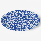 Stilisierte Blume - Blau- und Weißtöne Pappteller (Schrägansicht)