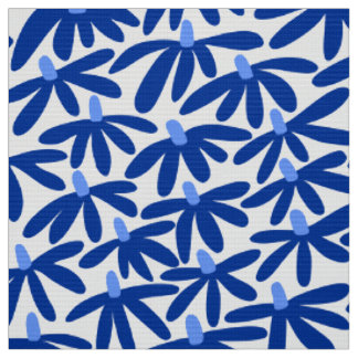 Stilisierte Blume - Blau- und Weißtöne Stoff